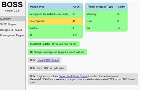 Using Nexus Mod Manager. Using SKSE. All Latest Verisons. Using BOSS, Tes5Edit, GenerateFNIS, and Wrye Bash. Mod List - All of these mods are Active