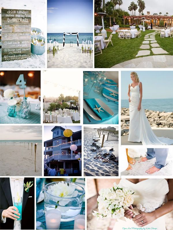 Inspiration Board: Aqua and White Backyard Beach Wedding via TheELD.com