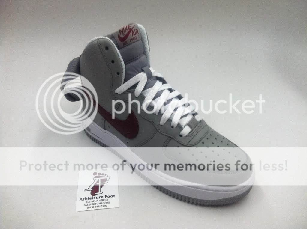 NIKE AIR FORCE 1 HIGH 07 RETRO SUPREME BASKETBALL MEDIUM GREY RED 