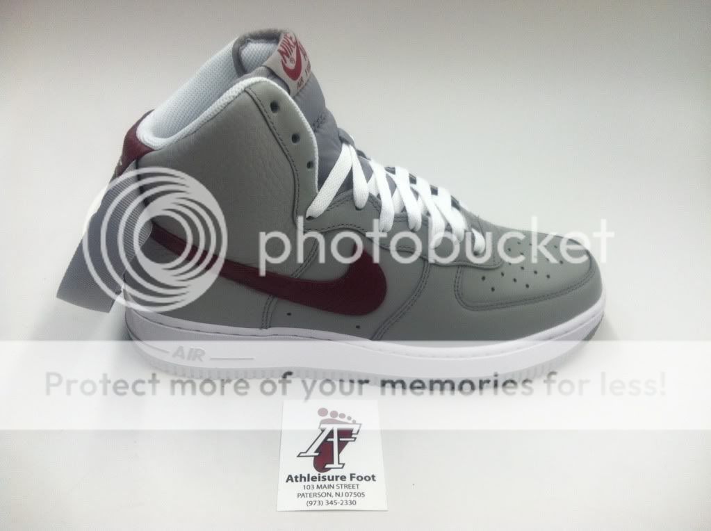 NIKE AIR FORCE 1 HIGH 07 RETRO SUPREME BASKETBALL MEDIUM GREY RED 