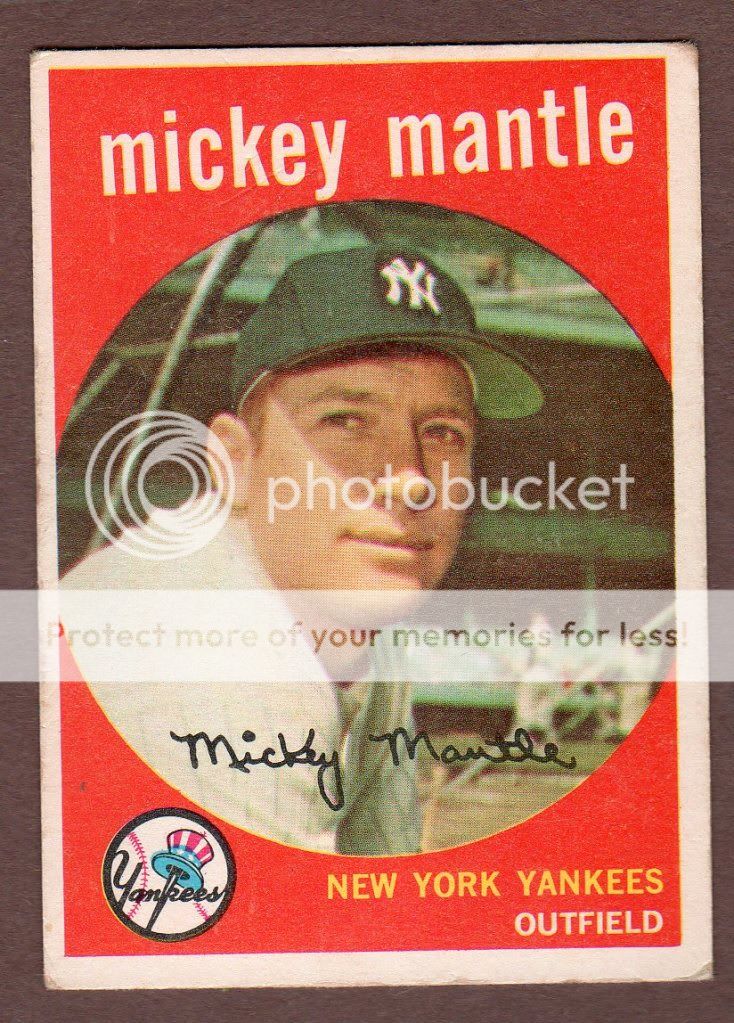 1959 Topps #10 Mickey Mantle New York Yankees Old Vintage Baseball 