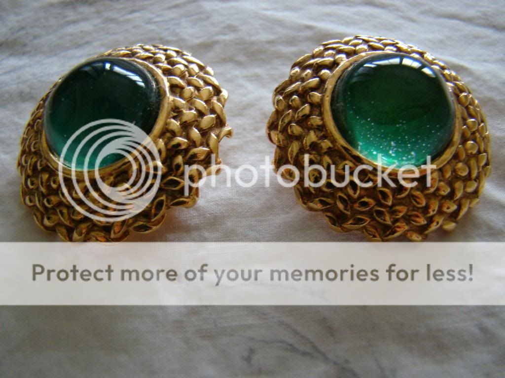 100% Authentic Chanel Green Poured Glass Earrings  