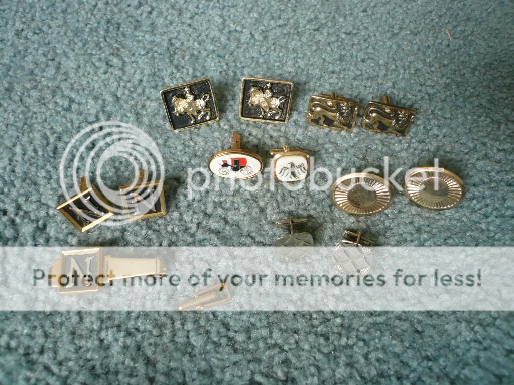 JUNK DRAWER LOT CUFF LINKS INITIAL N & TIE BAR ANSON  