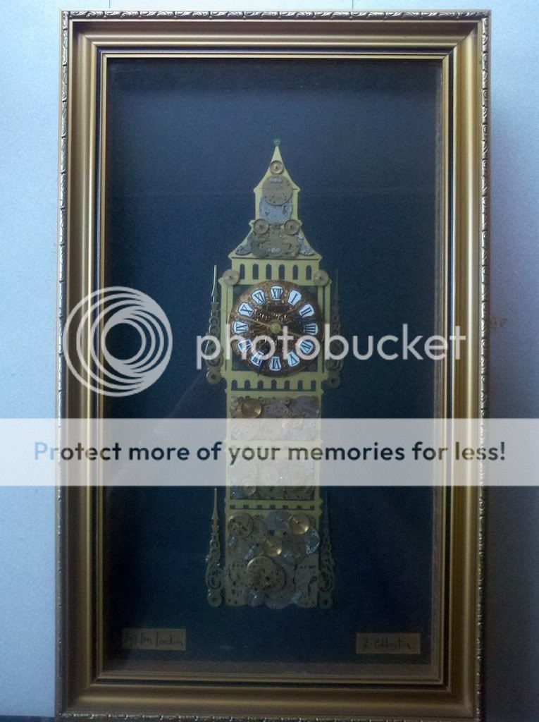   Big Ben London Horological Collage Wall Clock Made of Clock Parts